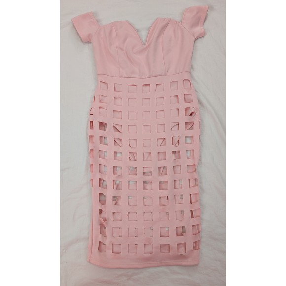 Auditions Spandex Bodycon Dress V neck Cut out Body suit Sz S Pink - Picture 4 of 10